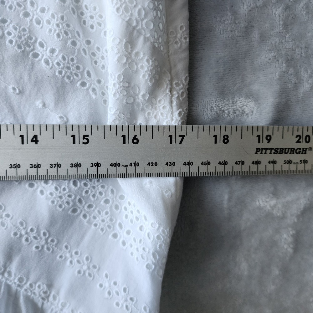 Madewell Dress Size 8 Eyelet Lace Flutter White Cotton Pockets Voile Mini NWT - Picture 11 of 12